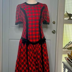Vintage Misty Lane plaid bows maxi ILGWU era goth punk holiday traditional